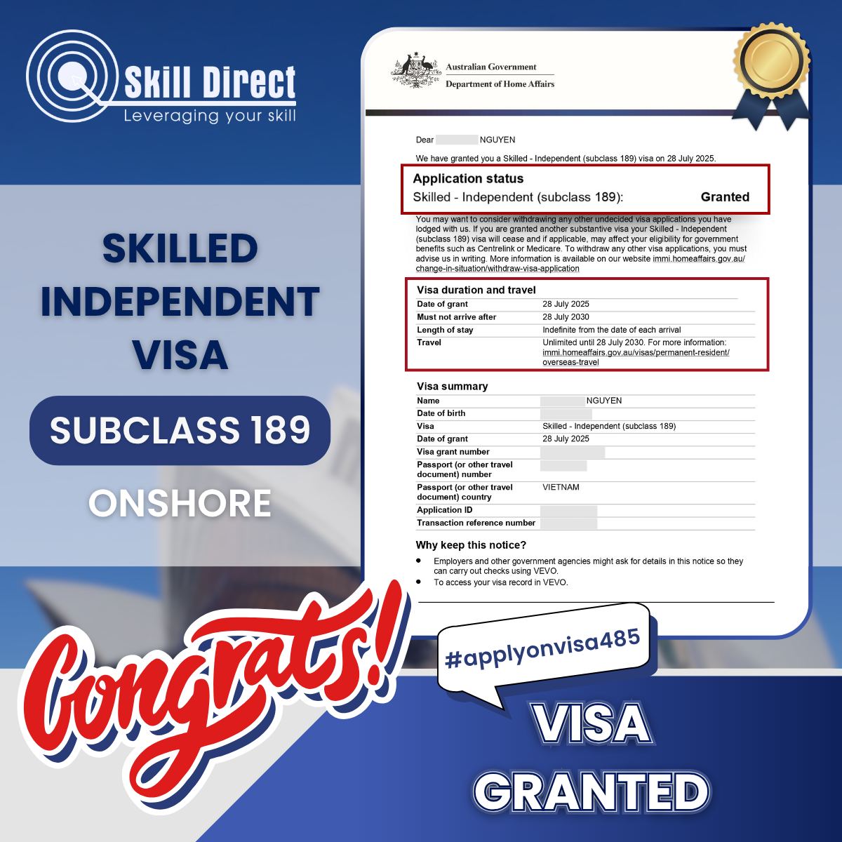 189 Visa Grant